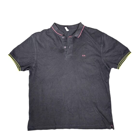 Sun68 Mens Polo Shirt - Dark Gray With Neon Green & Pink Accents size XXL - Picture 1 of 7